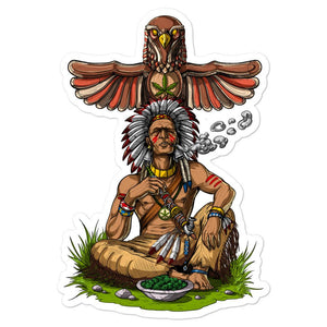 Native American Chief Smoking Weed Sticker, Native American Chief Decal, Weed Sticker, Stoner Stickers, Cannabis Stickers - Psychonautica Store