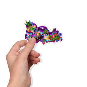 Trippy Weed Sticker, Cannabis Sticker, Weed Molecule Sticker, Psychedelic Weed Sticker, Marijuana Stickers, THC Molecule Stickers - Psychonautica Store