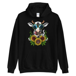 Cow Weed Hoodie, Hippie Hoodie, Stoner Hoodie, Cannabis Hoodie, Marijuana Hoodie, Hippie Clothes, Hippie Clothing - Psychonautica Store