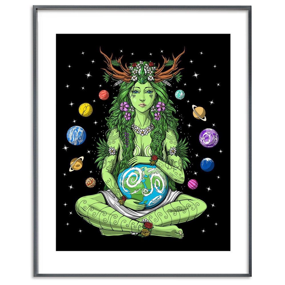 Hippie Art Print, Gaia Poster, Mother Nature Poster, Nature Spirit Poster, Forest Spirit Wall Decor - Psychonautica Store