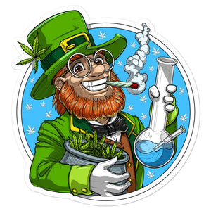 Leprechaun Smoking Weed Sticker, Leprechaun St Patrick Sticker, Leprechaun Cannabis Sticker, St Patricks Weed Sticker, Irish Stoner Sticker, Stoner Decal - Psychonautica Store