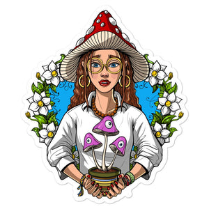 Hippie Mushroom Sticker, Hippie Sticker, Magic Mushrooms Sticker, Fungi Stickers, Psychedelic Decal, Shrooms Stickers, Amanita Muscaria Sticker - Psychonautica