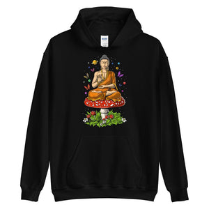 Buddha Magic Mushroom, Psychedelic Buddha Hoodie, Buddha Hoodie, Mushrooms Hoodie, Yoga Sweatshirt, Hippie Clothing - Psychonautica Store