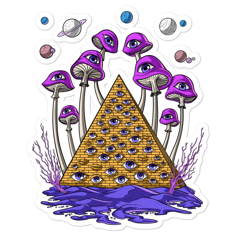 Psychedelic Pyramid Sticker, Trippy Pyramid Sticker, Magic Mushrooms Sticker, Psychedelic Egyptian Pyramid Sticker, Psychedelic Decals, Psilocybin Mushrooms Sticker - Psychonautica Store