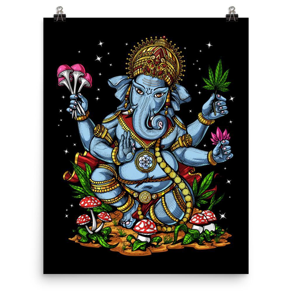 Psychedelic Ganesha Poster, Ganesha Art Print, Hindu Art Print, Stoner Art Print, Hindu Elephant God Ganesh - Psychonautica Store