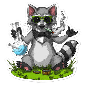 Raccoon Hippie Sticker, Funny Raccoon Decal, Raccoon Smoking Weed Sticker, Funny Stoner Stickers, Hippie Stickers - Psychonautica Store