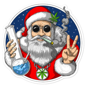 Santa Smoking Weed Sticker, Weed Christmas Sticker, Santa Stoner Decal, Funny Cannabis Stickers, Weed Christmas Decals, Stoner Stickers - Psychonautica Store