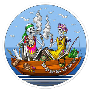 Hippie Skeleton Sticker, Funny Hippie Sticker, Skeleton Stoner Sticker, Skeleton Smoking Weed Sticker, Hippie Smoking Weed Sticker, Hippie Decals - Psychonautica Store