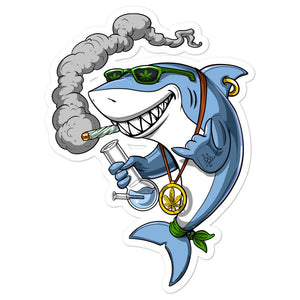 Shark Hippie Sticker, Funny Shark Decal, Shark Smoking Weed Sticker, Funny Stoner Stickers, Hippie Stickers - Psychonautica Store
