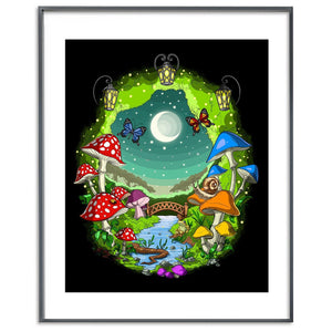 Psychedelic Mushrooms Art Print, Magic Mushrooms Art Print, Hippie Forest Poster, Psilocybin Mushrooms Art, Psychedelic Art Print - Psychonautica Store