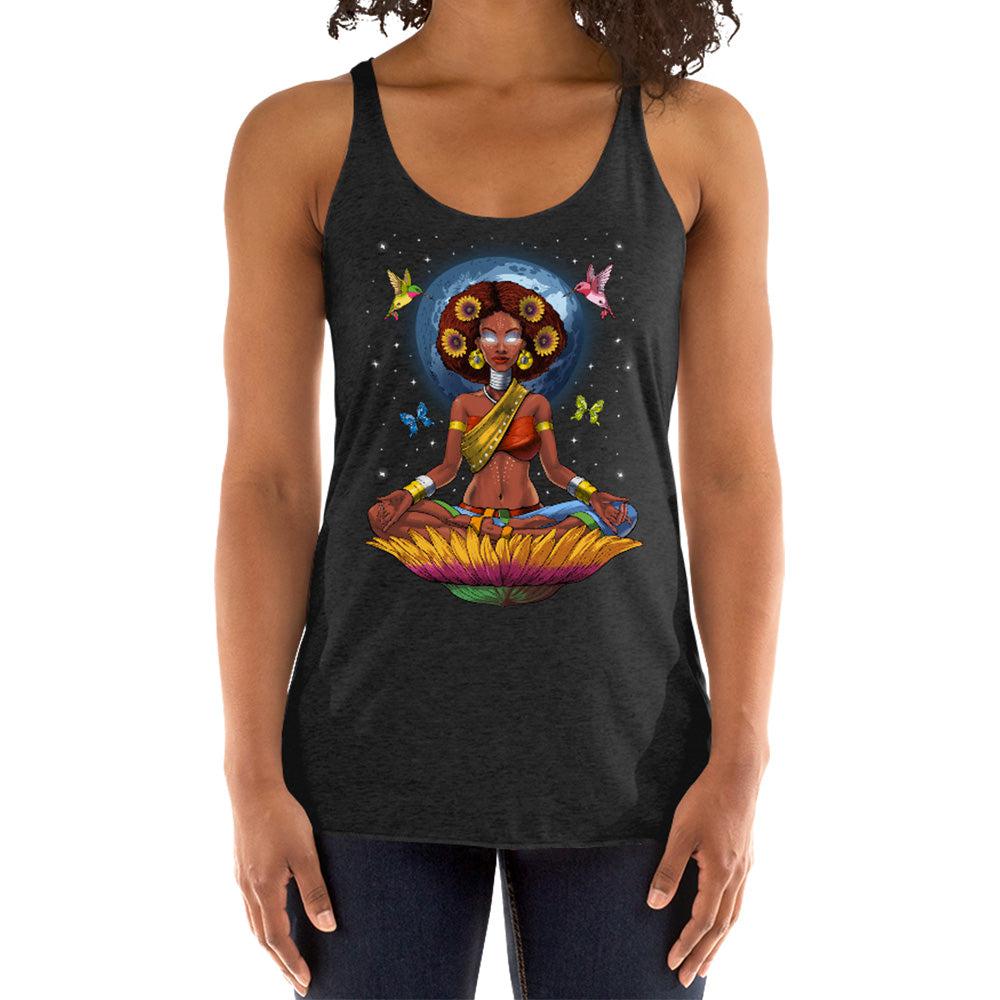 African Hippie Tank Top, Afro Yoga Womens Tank, Afrocentric Tank, Black Girl Tank Top, Black African Women's Clothing, Hippie Clothes, African Woman Tank - Psychonautica Store