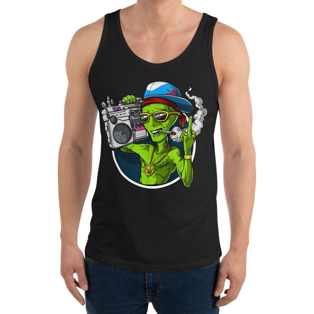 Alien Smoking Weed Tank Top, Middle Finger Tank, Weed Tank Top, Stoner Tank, Stoner Clothes, Weed Clothing, Cannabis Tank, Marijuana Tank - Psychonautica Store
