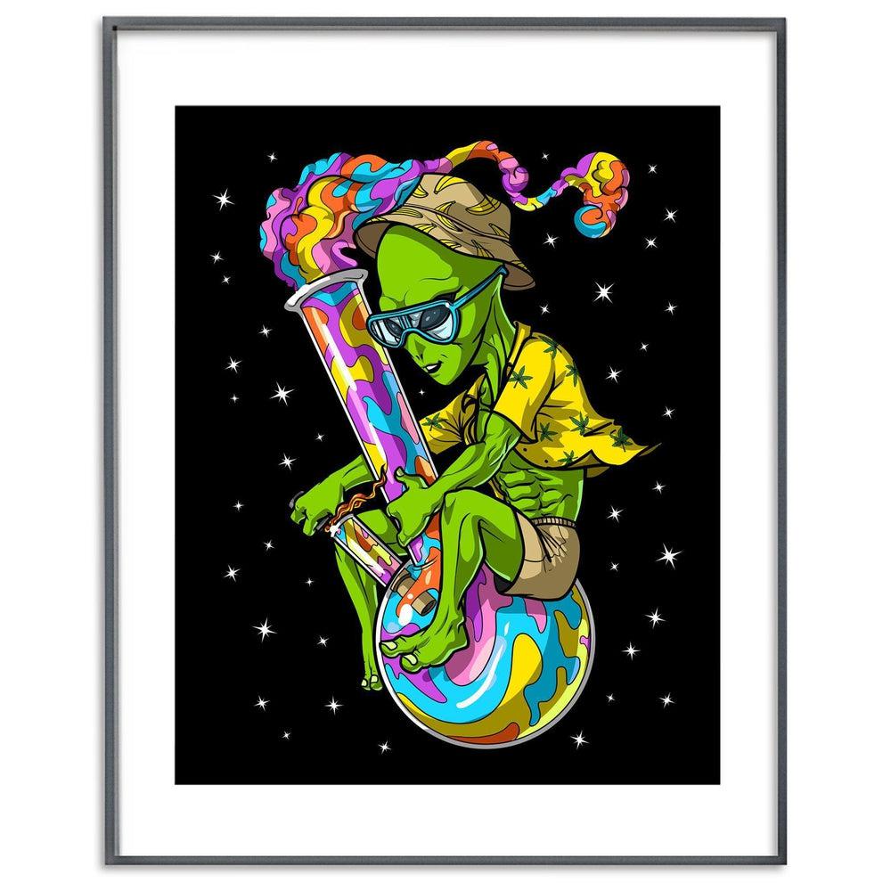 Stoner Poster, Stoner Art Print, Aliens Weed Art Print, Psychedelic Poster, Weed Poster, Alien Art Print, Stoner Gifts - Psychonautica Store