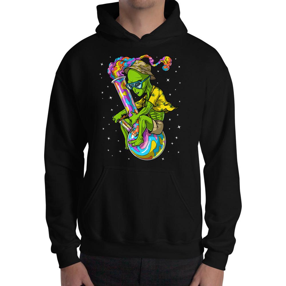 Alien Weed Hoodie, Stoner Hoodie, Stoner Clothes, Psychedelic Hoodie, Stoner Clothing, Festival Clothing, Stoner Sweatshirt - Psychonautica Store