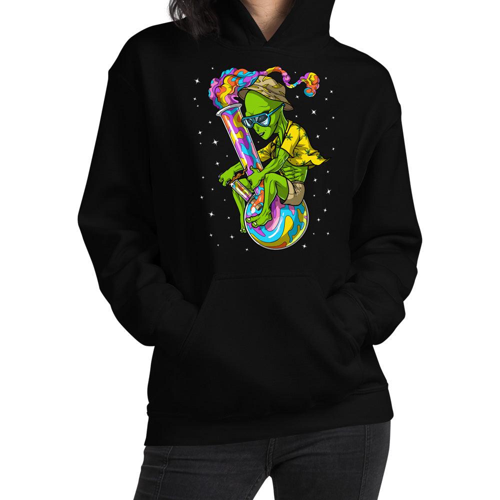 Alien Weed Hoodie, Stoner Hoodie, Stoner Clothes, Psychedelic Hoodie, Stoner Clothing, Weed Clothing, Stoner Sweatshirt - Psychonautica Store