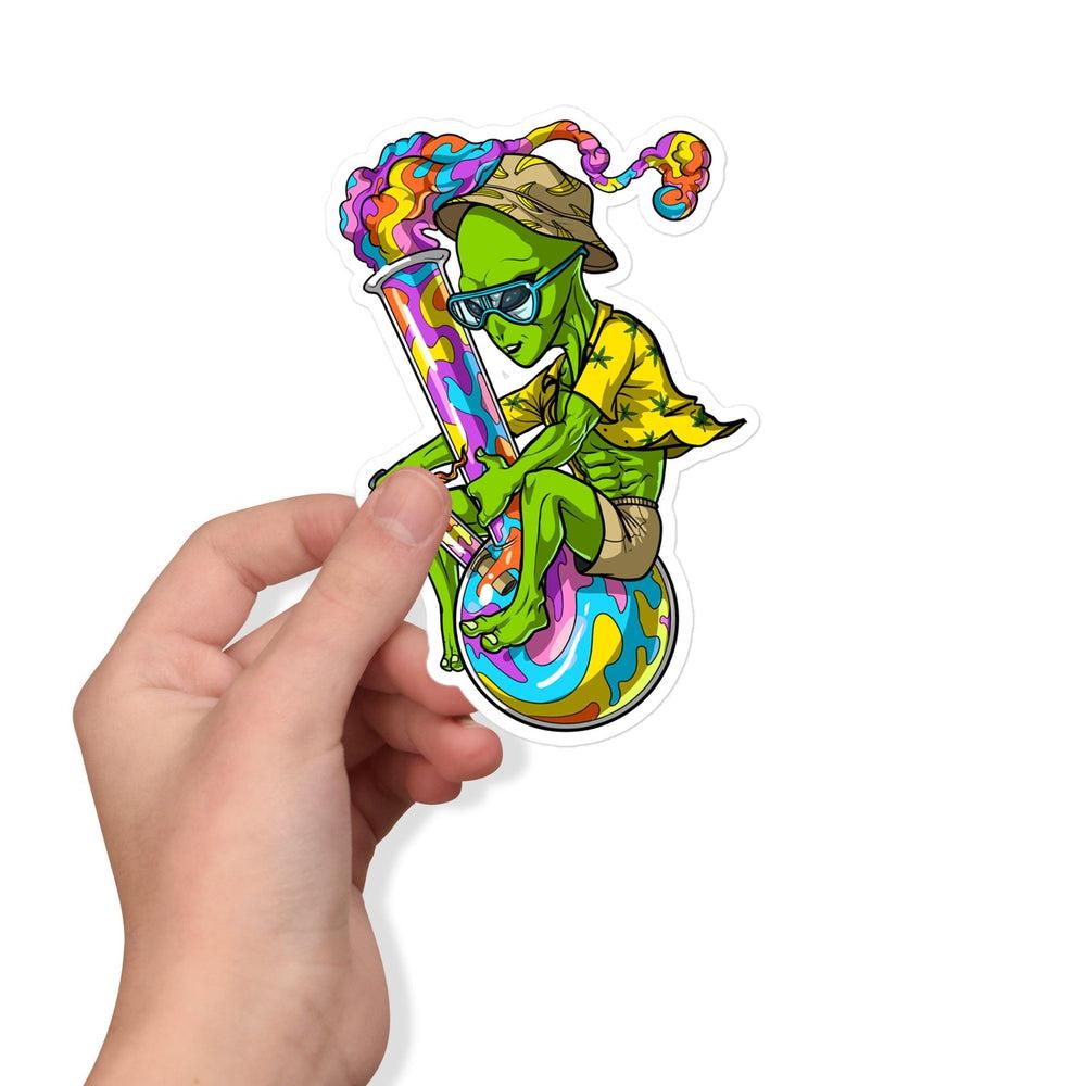 Alien Smoking Weed Sticker, Stoner Stickers, Weed Stickers, Psychedelic Sticker, Cannabis Sticker, Trippy Stickers, Marijuana Stickers - Psychonautica Store
