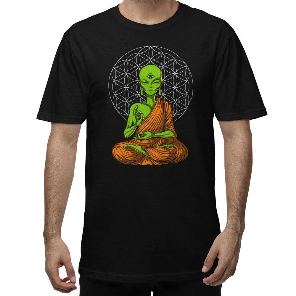 Alien Buddha,Psychedelic Alien Shirt, Alien Yoga Shirt, Science Fiction Tee, Meditation Shirt, Hippie Shirt, Hippie Clothing - Psychonautica Store