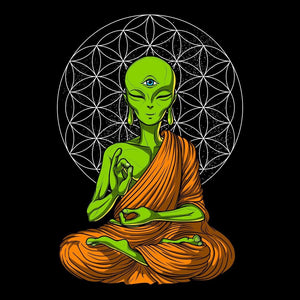 Alien Buddha,Psychedelic Alien, Alien Yoga, Science Fiction, Alien Meditation, Hippie Aliens, Psychedelic Alien - Psychonautica Store