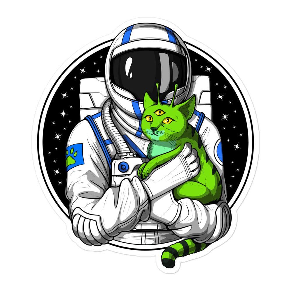 Alien Cat Sticker, Alien Astronaut Sticker, Psychedelic Cat Sticker, Space Astronaut Stickers, Alien Decals - Psychonautica Store