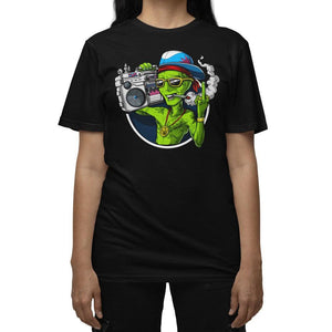 Alien Weed Shirt, Music Boombox Shirt, Funny Stoner Shirt, Stoner T-Shirt, Stoner Clothes, Weed Clothing, Cannabis Apparel, Marijuana T-Shirt - Psychonautica Store