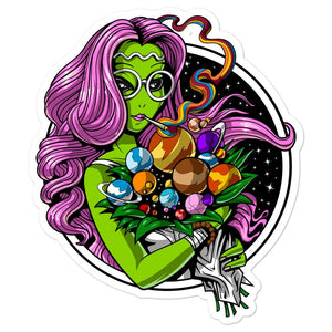 Hippie Sticker, Alien Smoking Weed Sticker, Hippie Decals, Psychedelic Sticker, Stoner Sticker, Cannabis Stickers - Psychonautica Store