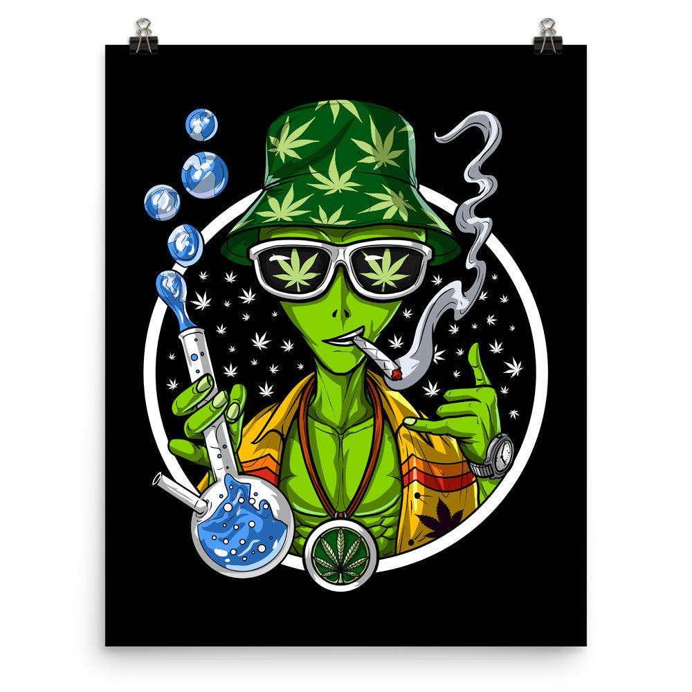 Alien Smoking Weed Art Print
