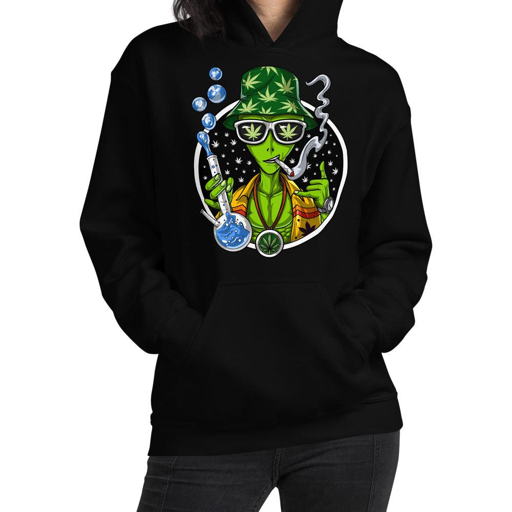 Alien Stoner Smoking Weed Psychedelic Cannabis Hoodie - Psychonautica