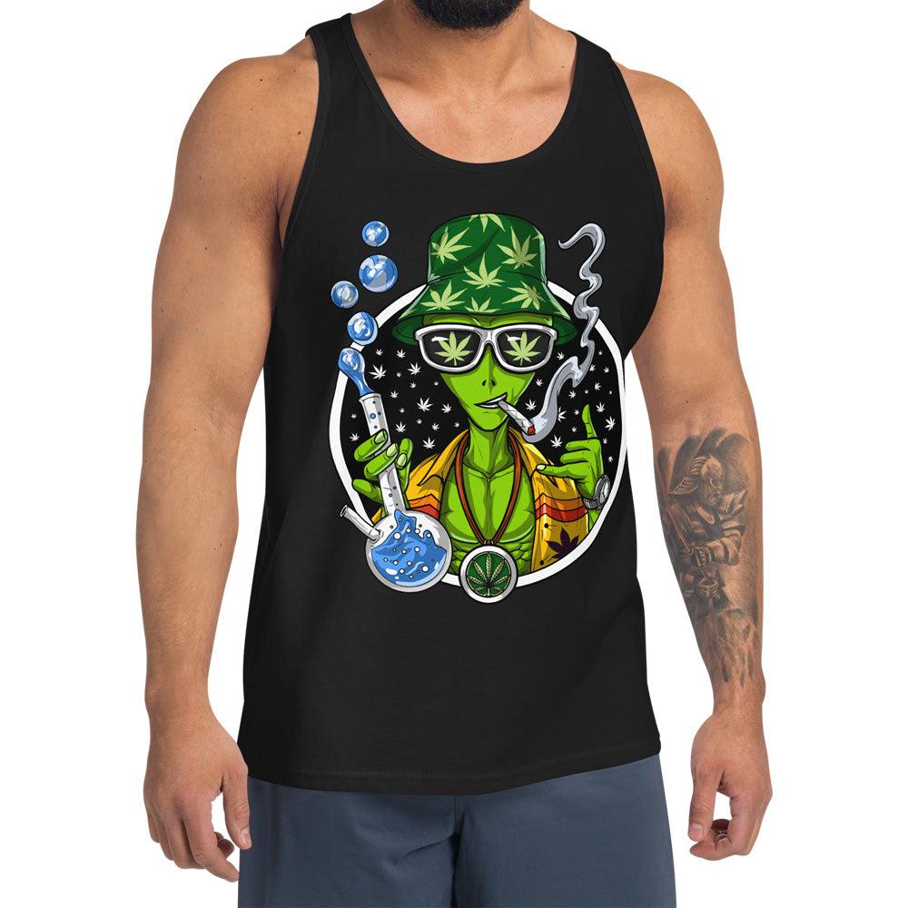 Alien Weed Tank, Weed Tank Top, Stoner Tank, Stoner Clothes, Weed Clothing, Cannabis Mens Tank, Marijuana Tank - Psychonautica Store