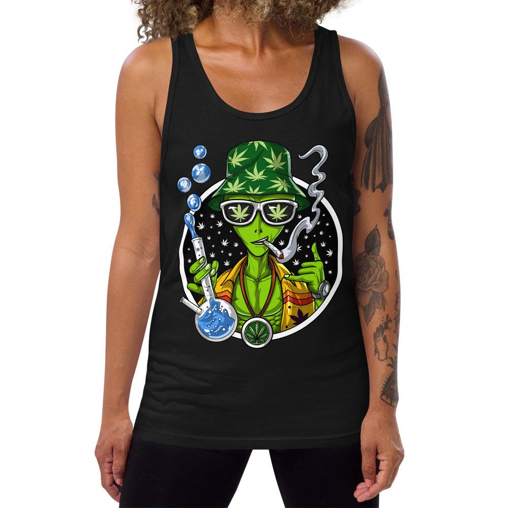 Alien Weed Tank, Weed Tank Top, Stoner Tank, Stoner Clothes, Weed Clothing, Cannabis Mens Tank, Marijuana Tank - Psychonautica Store