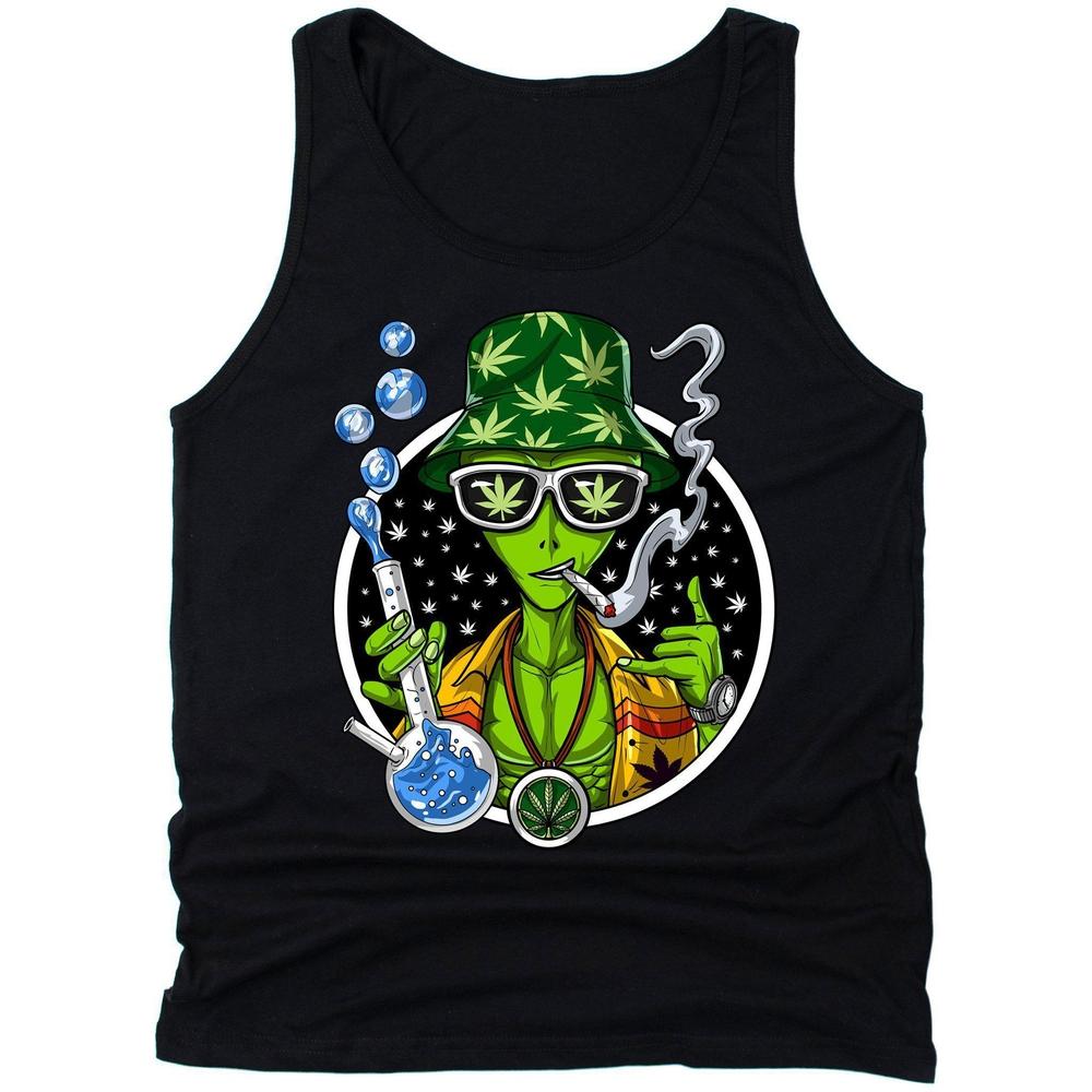 Alien Weed Tank, Weed Tank Top, Stoner Tank, Stoner Clothes, Weed Clothing, Cannabis Mens Tank, Marijuana Tank, Festival Clothing - Psychonautica Store