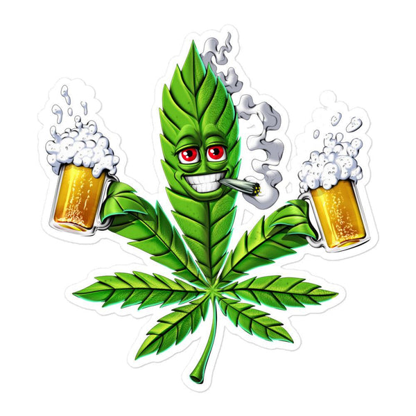 Weed Beer Cannabis Marijuana Funny Stoner Sticker - Psychonautica