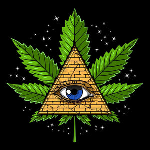 Weed Pyramid, Psychedelic Pyramid, Trippy Pyramid, Psychedelic Weed, Cannabis Leaves, Illuminati Pyramid - Psychonautica Store