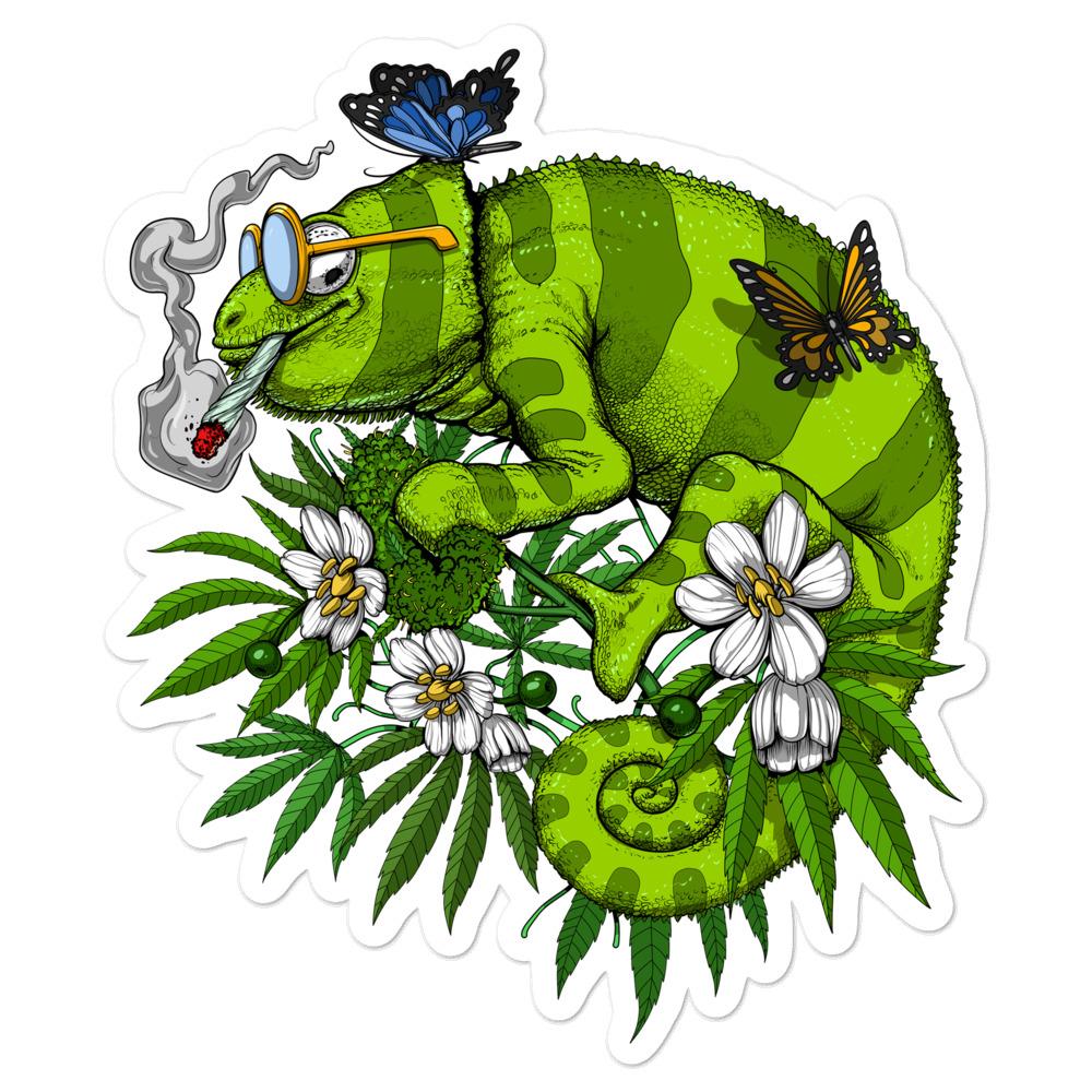 Chameleon Sticker, Weed Stickers, Stoner Stickers, Cannabis Sticker, Marijuana Decals,Chameleon Smoking Weed - Psychonautica Store