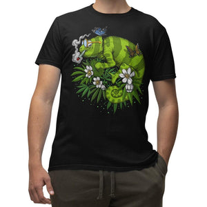 Chameleon Smoking Weed T-Shirt, Stoner Shirt, Cannabis Clothes, Weed T-Shirt, Cannabis Shirt, Stoner Clothing - Psychonautica Store