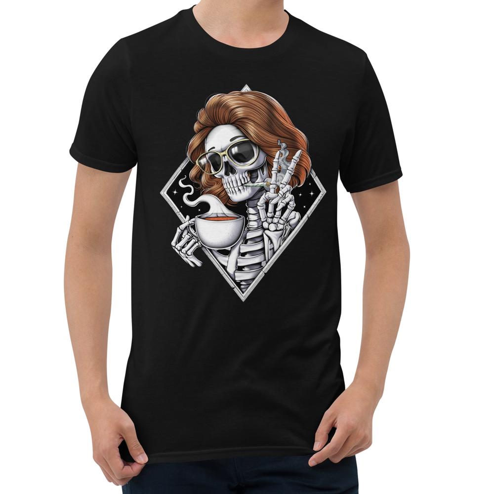 Hippie T-Shirt, Hippie Stoner Shirt, Weed and Coffee Shirt, Skeleton Smoking Weed Shirt, Hippie Clothes, Weed Clothing, Hippie Clothing - Psychonautica Store