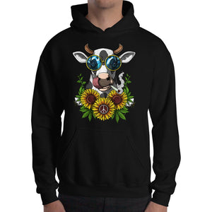 Cow Weed Hoodie, Hippie Hoodie, Stoner Hoodie, Cannabis Hoodie, Marijuana Hoodie, Hippie Clothes, Hippie Clothing - Psychonautica Store