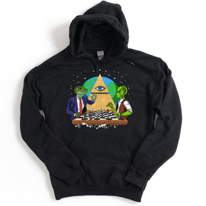 Alien Conspiracy Theory Hoodie, Illuminati Alien Hoodie, Masonic Hoodie, Conspiracy Theory Hoodie, Illuminati Pyramid Hoodie, All Seeing Eye Sweatshirt, Masons Pyramid Clothes - Psychonautica Store