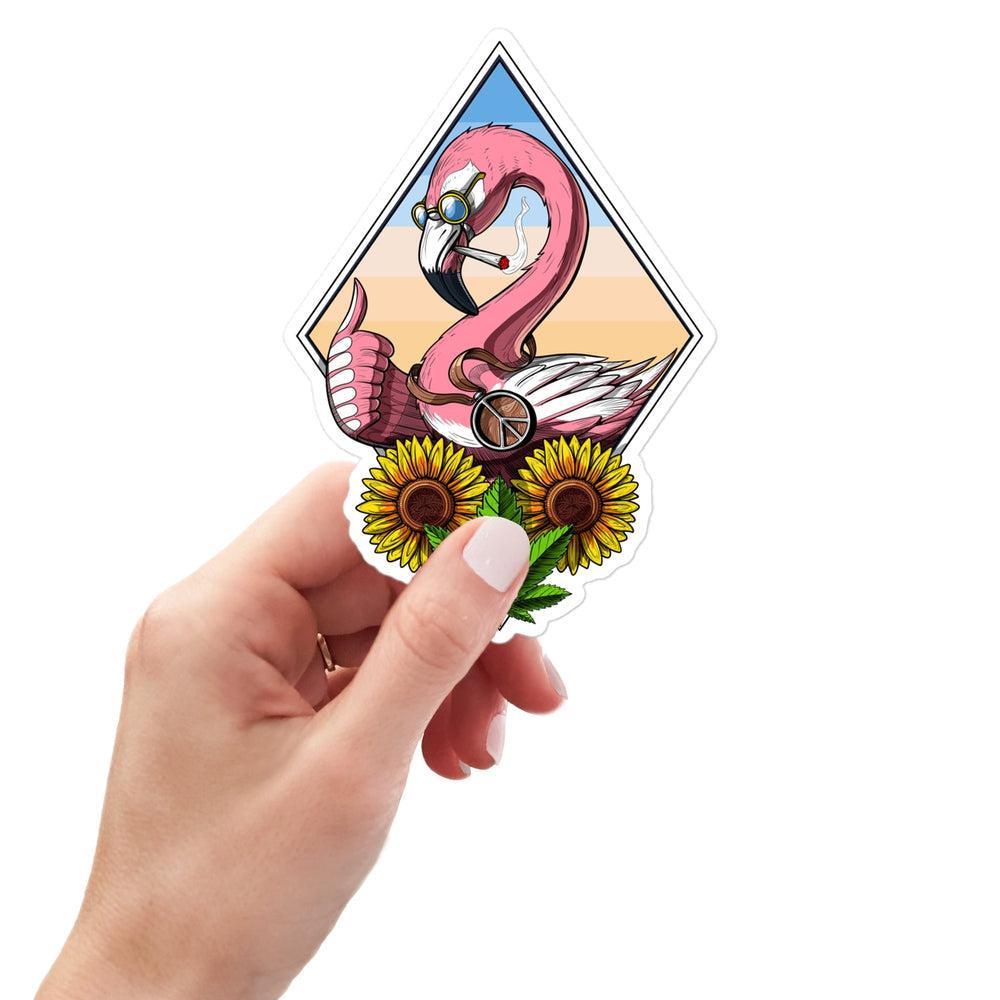 Flamingo Smoking Weed Sticker, Flamingo Stickers, Hippie Stoner Decals, Weed Stickers, Cannabis Sticker - Psychonautica Store