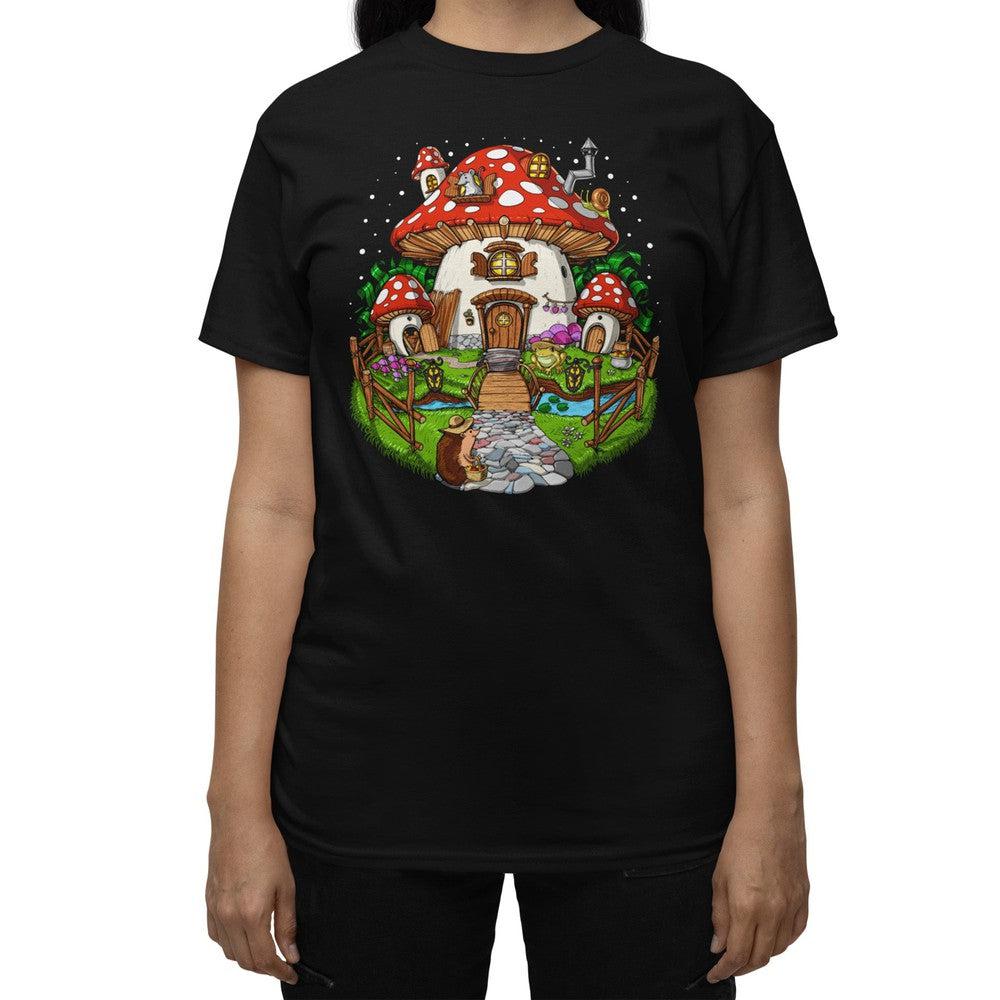 Mushroom House Shirt, Amanita Muscaria Shirt, Magic Mushrooms Shirt, Hippie Shirt, Mushroom Clothing, Forest Mushrooms Shirt - Psychonautica Store