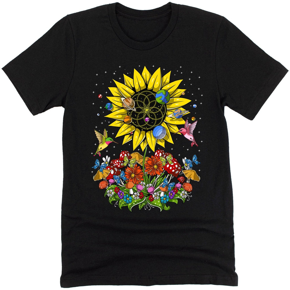 Psychedelic Sunflower Shirt, Sunflower Shirt, Hippie Floral T-Shirt, Nature Tee, Botanical Clothes, Sunflower Clothing, Hippie Clothing - Psychonautica Store