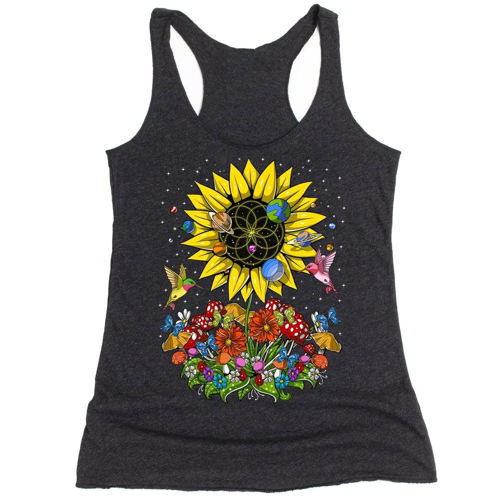 Hippie Sunflower Tank, Psychedelic Sunflower Tank, Psychedelic Womens Tank, Sunflower Tank Top, Hippie Tank, Floral Clothes, Nature Clothing - Psychonautica Store