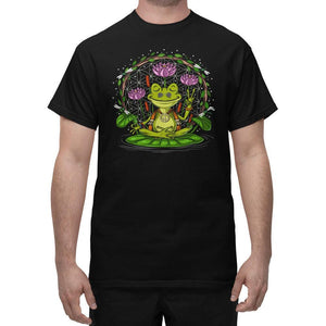 Frog Yoga T-Shirt, Cottagecore Frog Shirt, Frog Meditation Shirt, Frog Apparel, Fairycore Frog Shirt - Psychonautica Store