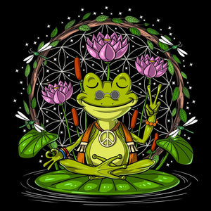 Frog Hippie, Cottagecore Frog, Frog Meditation, Frog Yoga, Fairycore Frog - Psychonautica Store