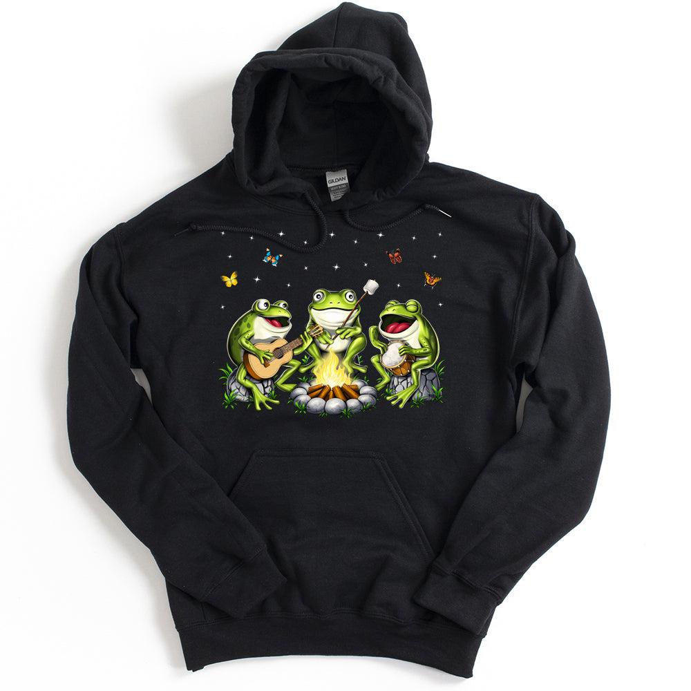 Frogs Camping Hoodie, Hippie Frogs Sweatshirt, Camping Hippie Hoodie, Forest Camping Hoodie, Cottagecore Frogs Hoodie - Psychonautica Store