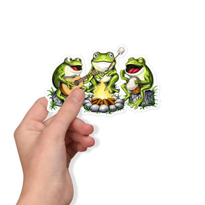 Frogs Camping Stickers, Hippie Frogs Decal, Camping Hippie Sticker, Forest Stickers, Cottagecore Frog Decal - Psychonautica Store