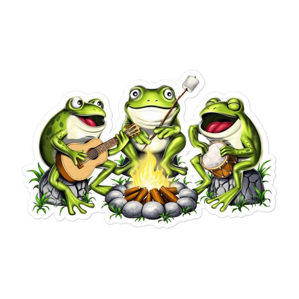 Frogs Camping Stickers, Hippie Frogs Decal, Camping Hippie Sticker, Forest Camping Stickers, Cottagecore Frogs Sticker - Psychonautica Store