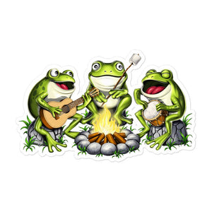 Frogs Camping Stickers, Hippie Frogs Decal, Camping Hippie Sticker, Forest Camping Stickers, Cottagecore Frogs Sticker - Psychonautica Store