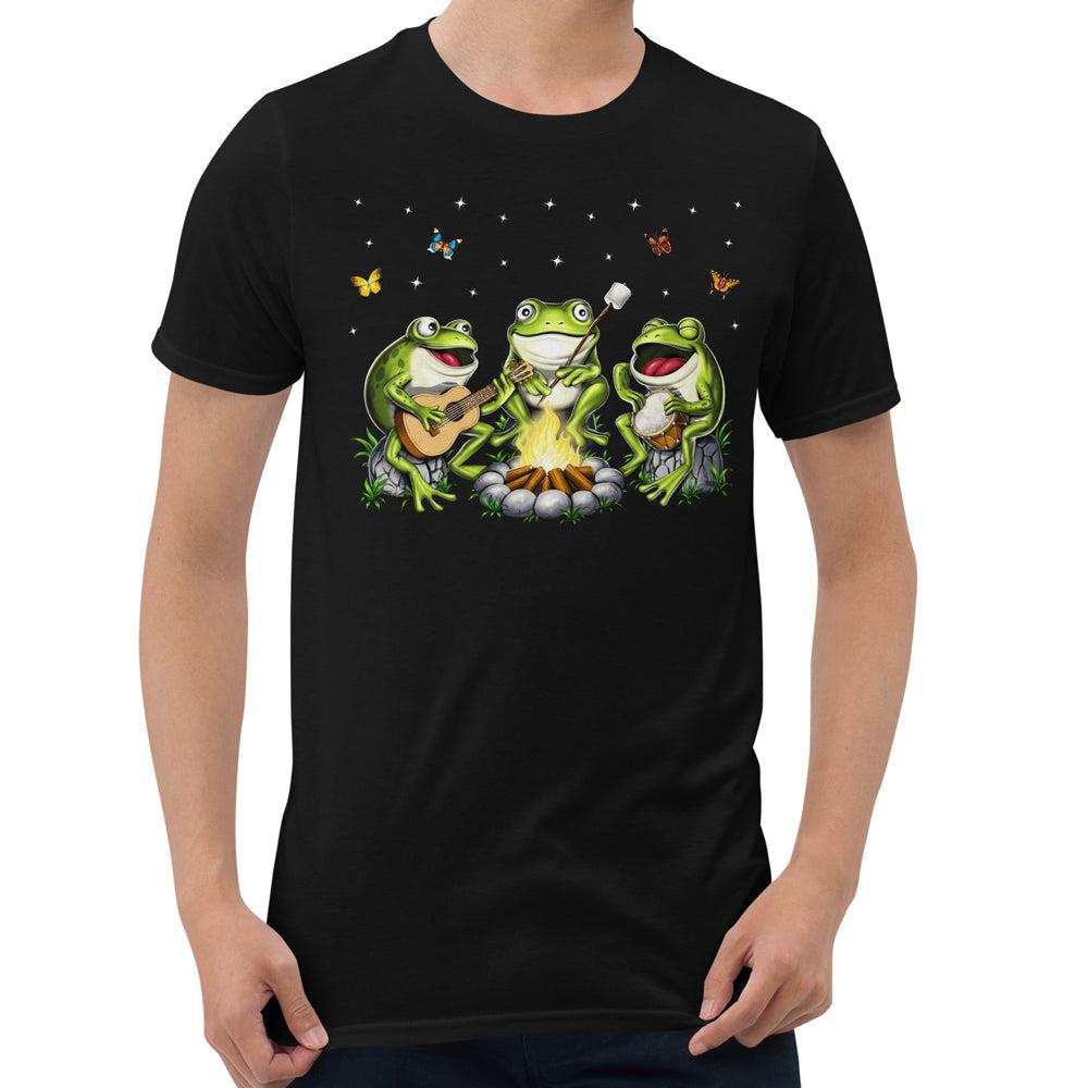 Frogs Camping T-Shirt, Hippie Frogs Shirts, Camping Hippie Tee, Forest Camping Shirt, Cottagecore Frogs Shirt - Psychonautica Store