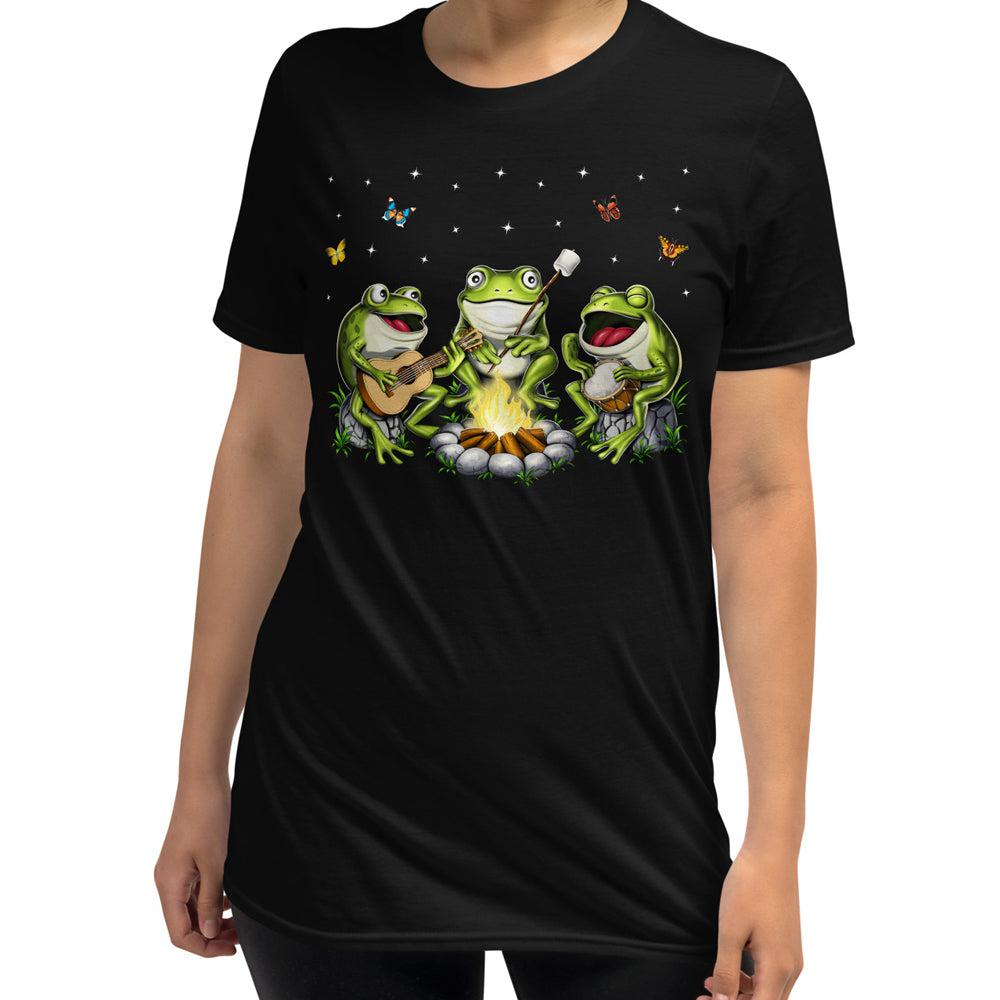 Cute Frogs T-Shirt, Campfire Shirt, Hippie Forest T-Shirts, Camping Hippie Tee, Forest Camping Shirt, Cottagecore Frogs Unisex Shirt - Psychonautica Store