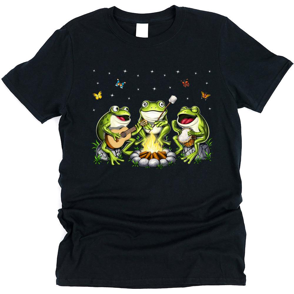 Frogs Camping T-Shirt, Hippie Frogs Shirts, Camping Hippie Tee, Forest Camping Shirt, Cottagecore Frogs Shirt - Psychonautica Store